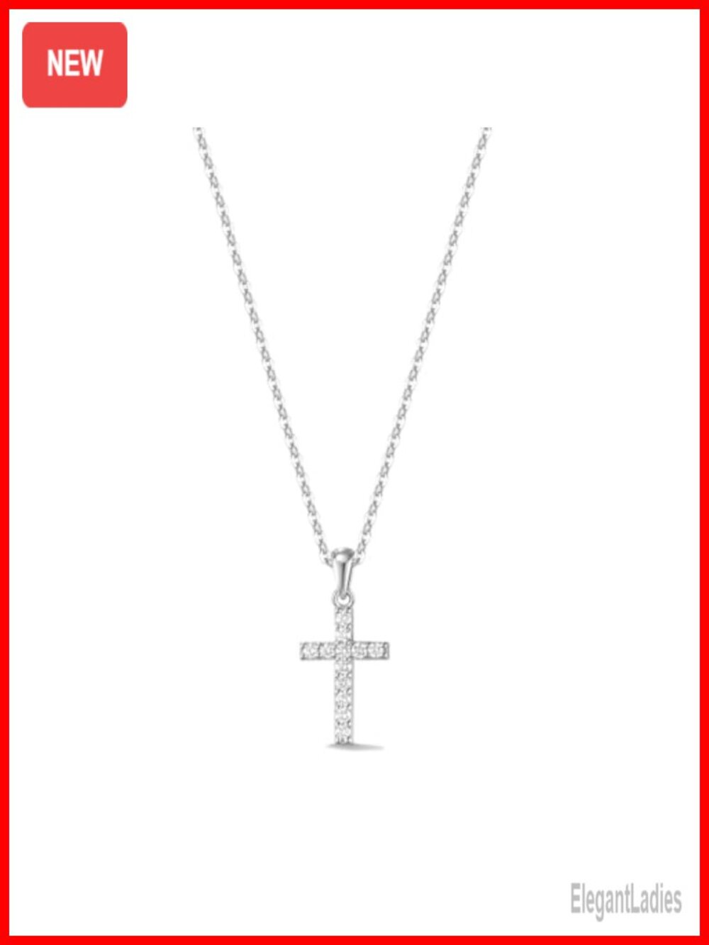 AGVANA 0.26 Ct. Tw. Lab-Grown Diamond Cross Pendant Necklace Sterling Silver